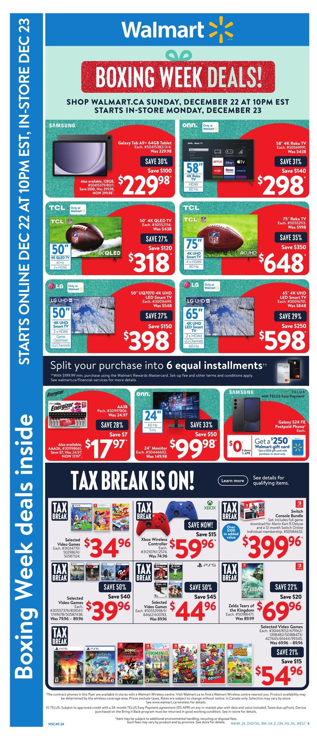 Walmart Flyer Boxing Week Deals december 22 to january 1, 2025