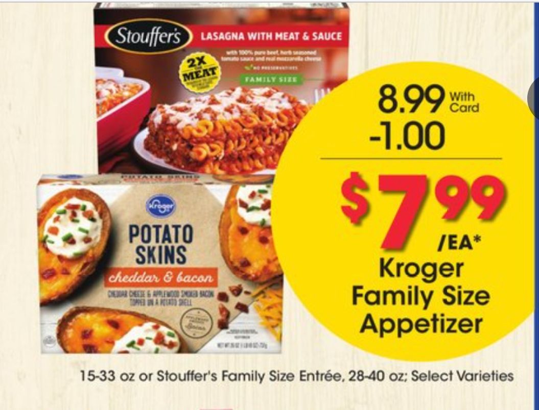 Kroger Weekly Ad offers Kroger Family Size Appetizer