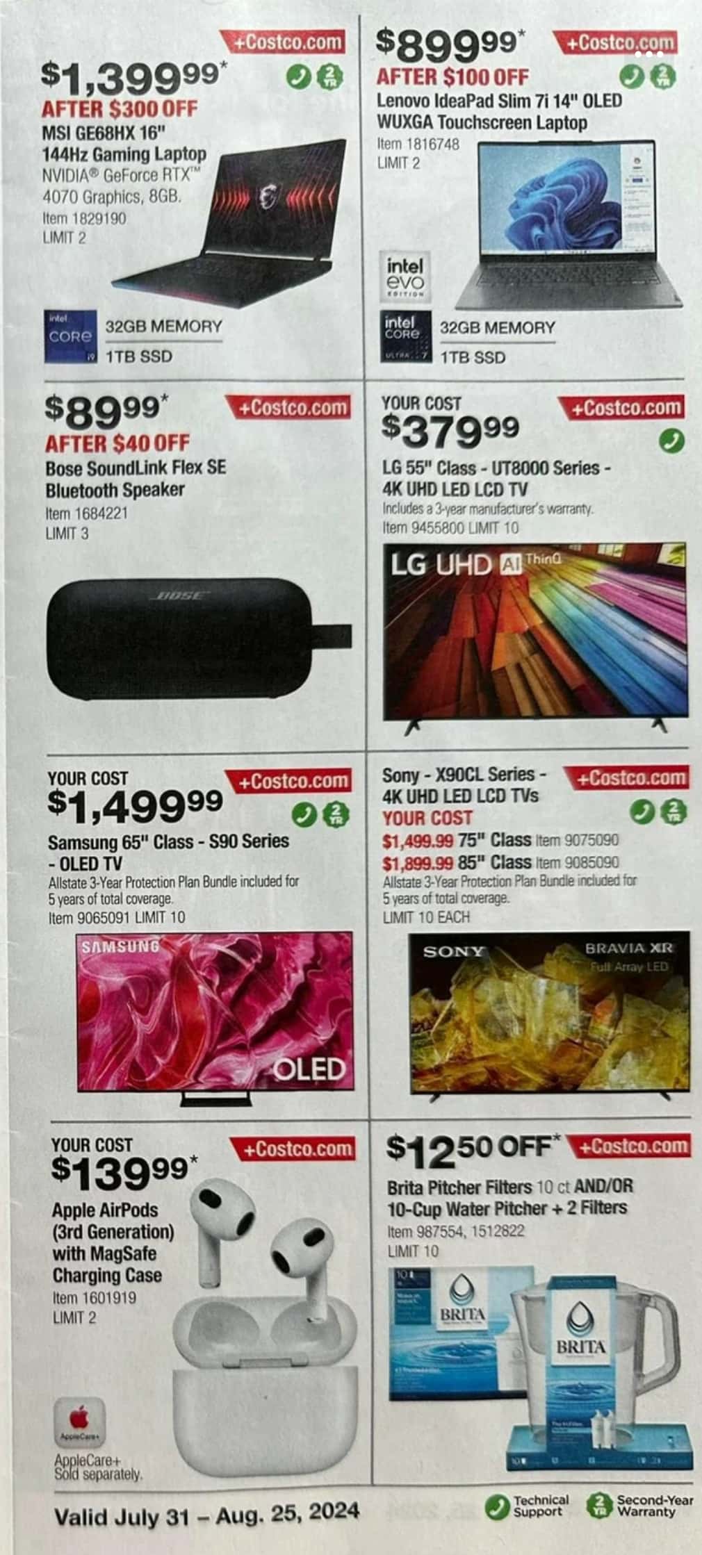 Costco Ad July 31 to August 25, 2024