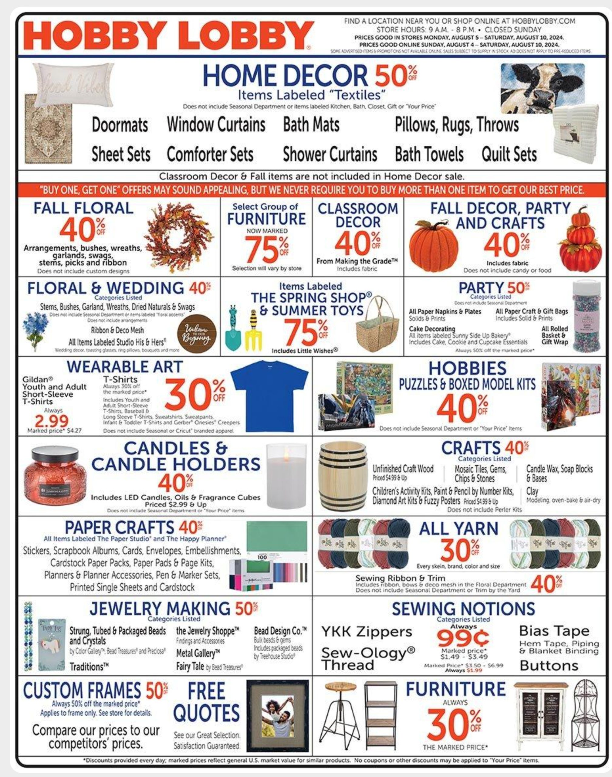 Hobby Lobby Weekly Ad August 11 to August 17, 2024 WeeklyAdHunters