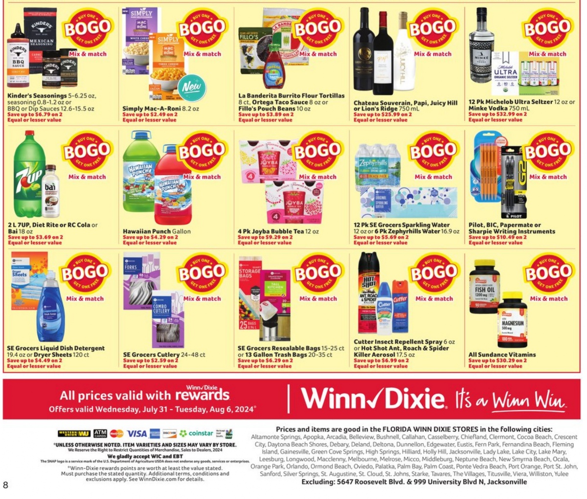 Winn Dixie Ad July 31 to August 6, 2024