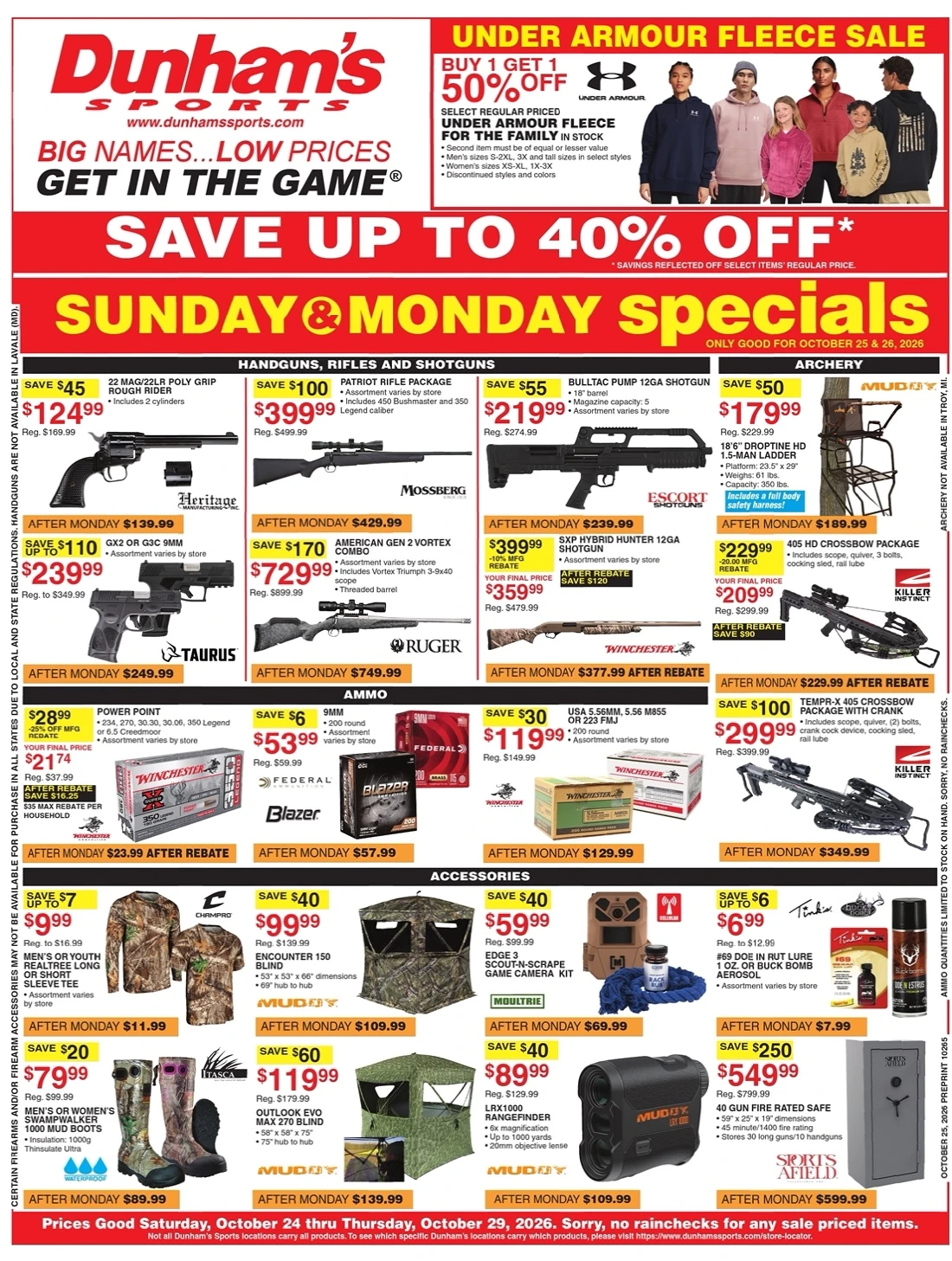 Dunham'S Sports Weekly Ad (Oct 24 - 29, 2026) - Image 1 Oct 24 - 29