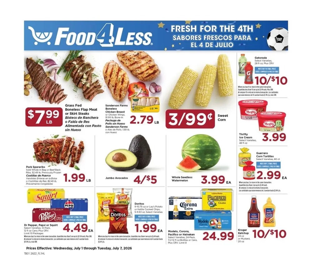 Food 4 Less Weekly Ad July 15 - 21, 2026 - Image 1 July 1 - 7
