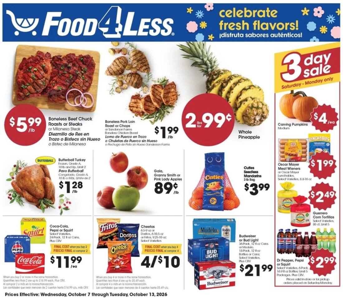 Food 4 Less Weekly Ad Oct 14 - 20, 2026 (Anuncio Semanal) - Image 1 Oct 7 - 13