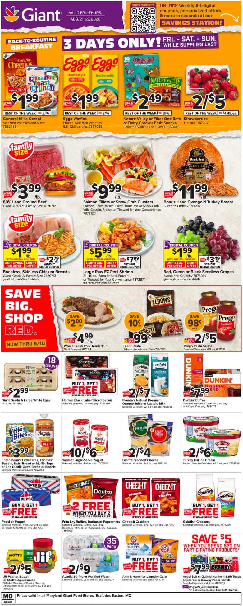 Giant Food Weekly Ad August 28 - September 3, 2026 - Image 1 August 21 - 27