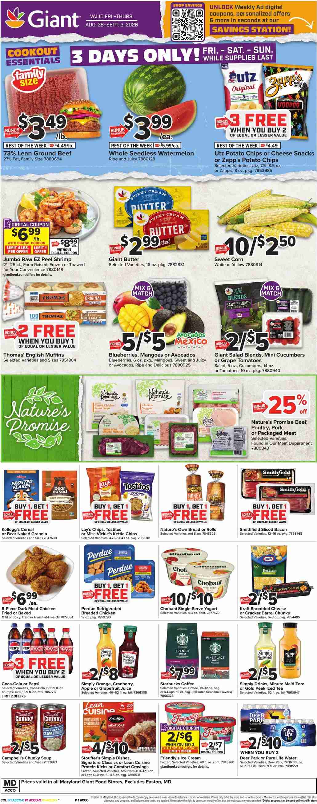 Giant Food Weekly Ad August 28 - September 3, 2026 - Image 1 August 28 - September 3