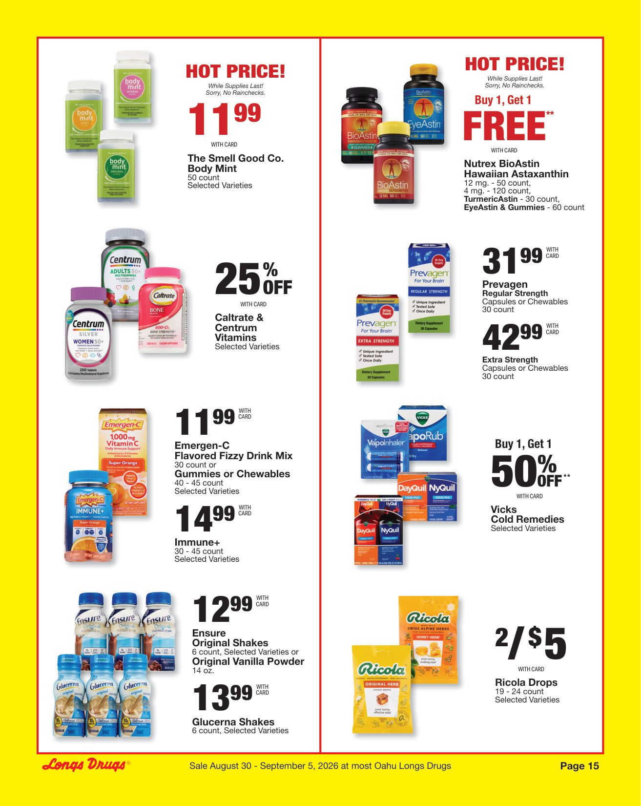 Longs Weekly Ad August 30 - September 5, 2026 - Image 1 Aug 30 - Sep 5