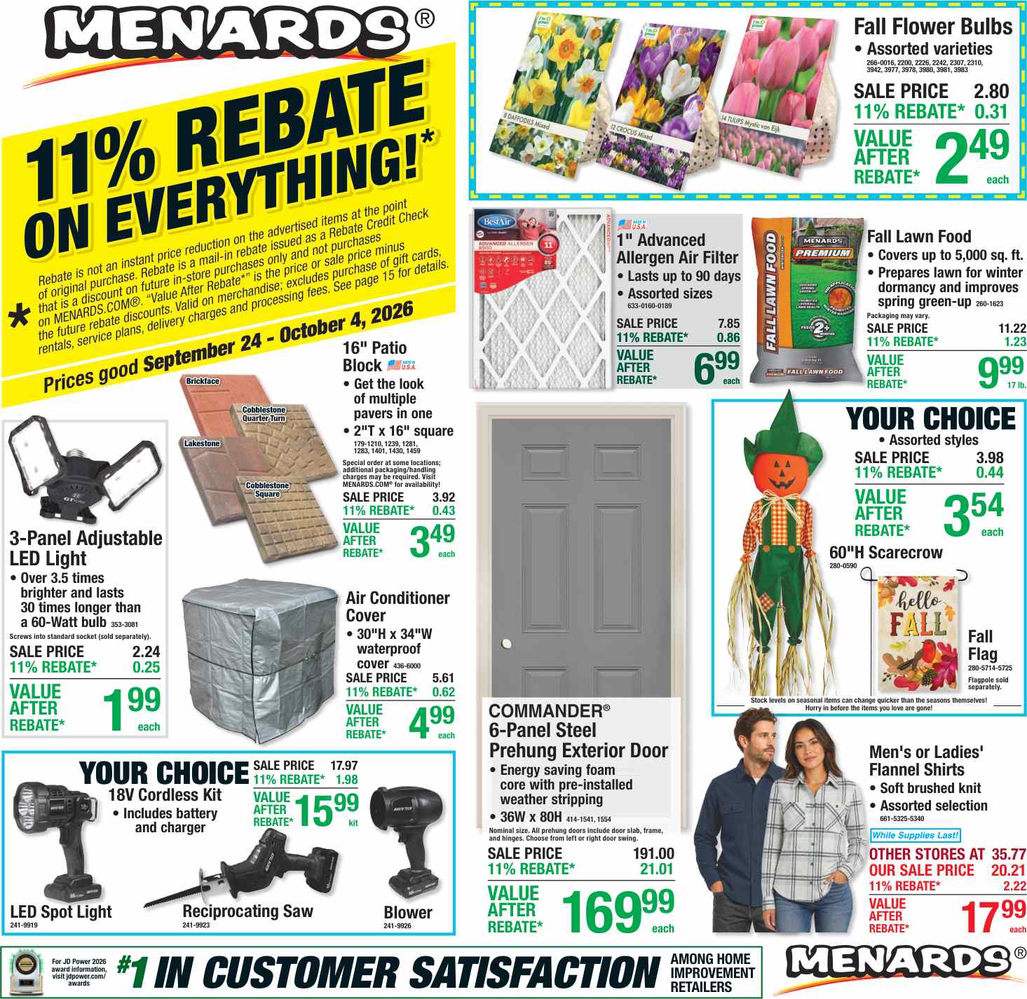 Menards Weekly Ad September 24 - October 4, 2026 - Image 1 Sept. 24 - Oct. 4