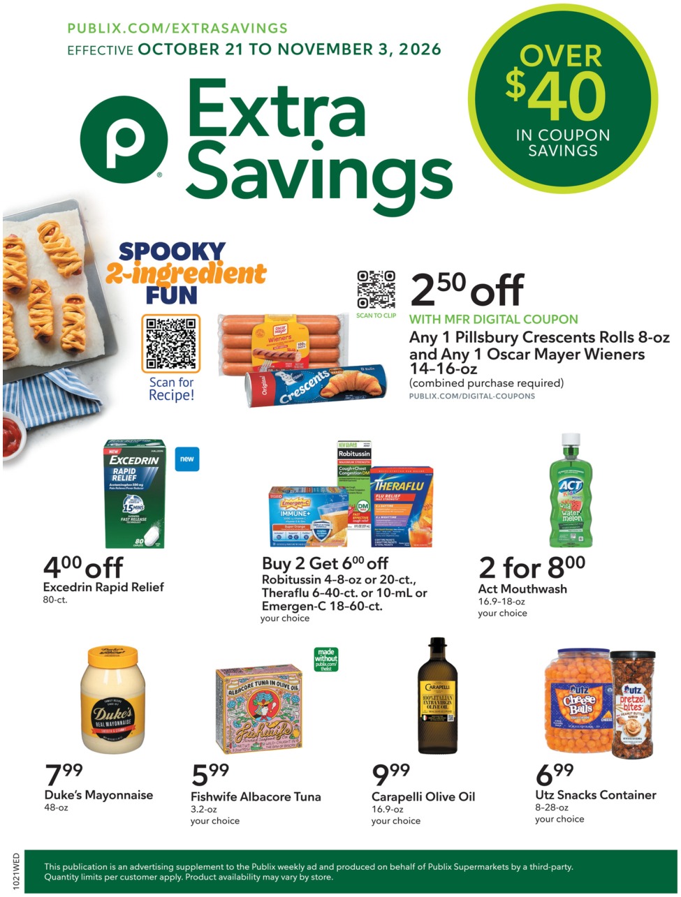Publix Weekly Ad (Oct 28 - Nov 3, 2026) Sneak Peek - Image 1 Oct 21 - Nov 3 Extra Savings