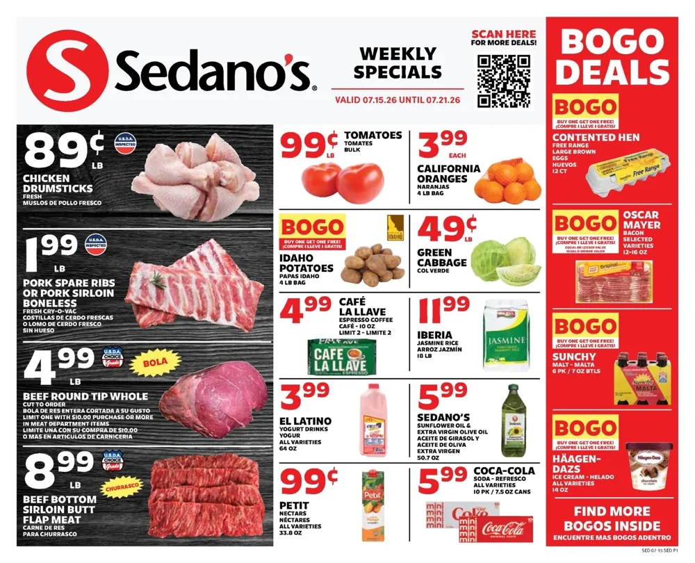 Sedano'S Weekly Ad July 22 - 28, 2026 - Image 1 July 15 - 21