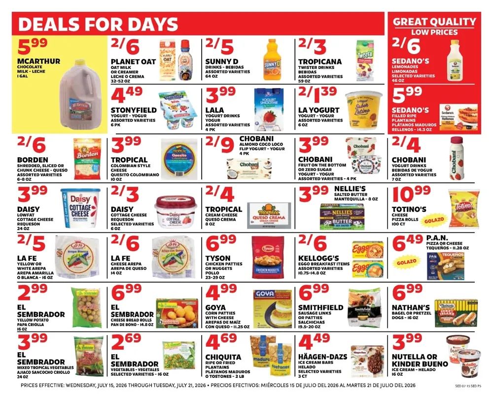 Sedano'S Weekly Ad July 22 - 28, 2026 - Image 1 July 15 - 21