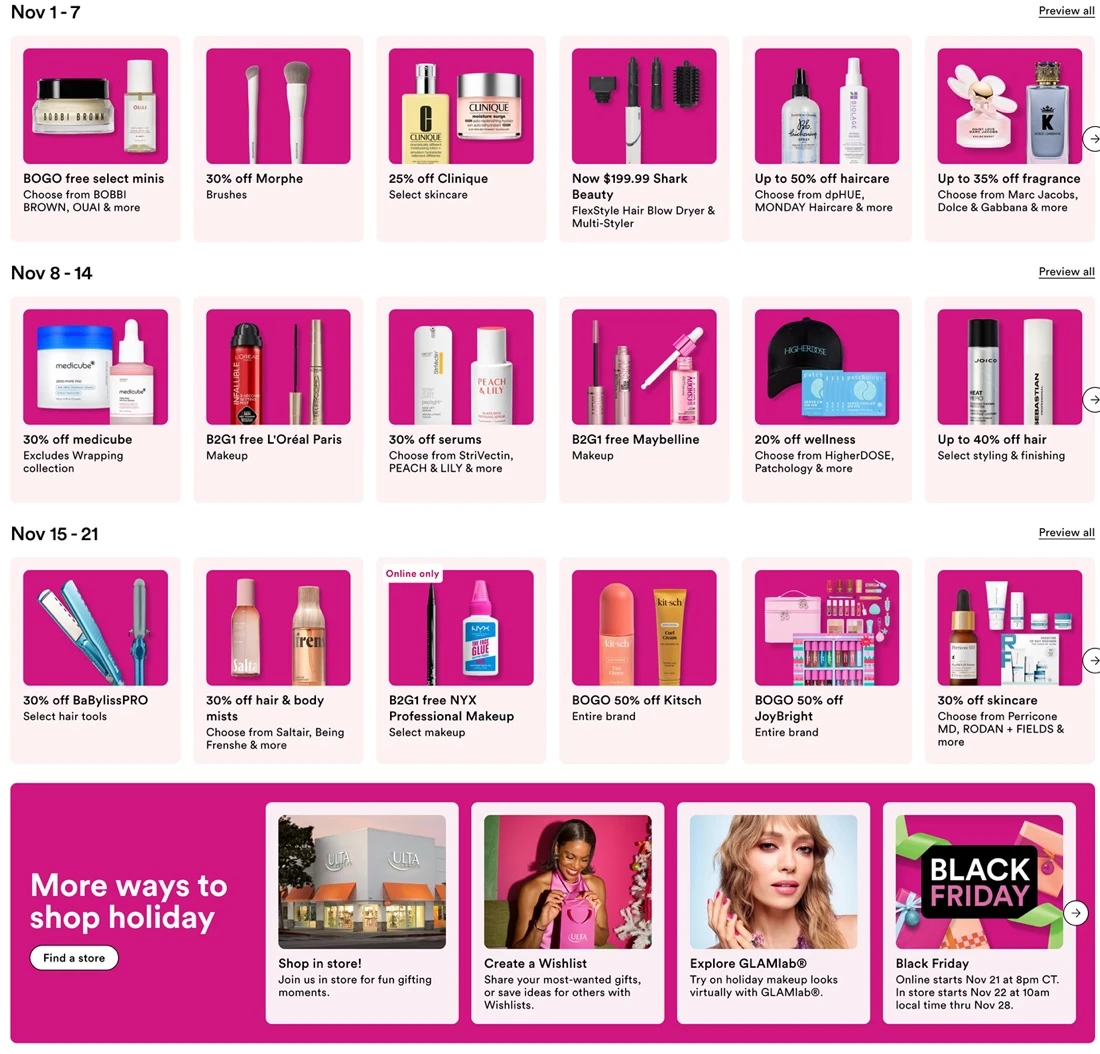 Ulta Beauty Black Friday Deals Ad 2026 - Image 1 Oct 26 - Nov 21 (Early Black Friday)